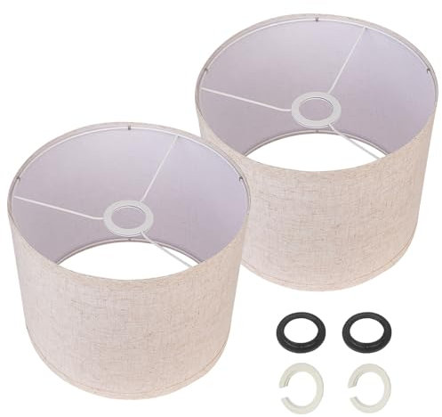 Pantallas Lamparas con Adaptador E27 a E14, Pantalla de Lampara Para Mesa, Mesita de Noche, Lámpara de Pie, de Pared, 28cm de Diámetro x 22,5cm de Altura, Juego de 2