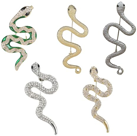 5 Pezzi Spilla In Metallo a Forma Di Serpente, Spilla Punk Serpente, Realizzata In Lega Di Zinco, Design a Forma Di Vipera, 5 Modelli Diversi, per Feste, Banchetti, Sciarpe, Accessori Di Abbigliamento