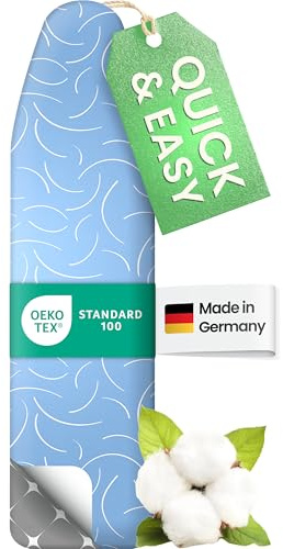 SimplySmooth Strykbrädsöverdrag Premium 110x30 cm | OEKO-TEX 100 | Tillverkad i Tyskland | Komfortstoppning | För brädor 108–115x30–45 cm | Storlek S