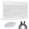 Wireless Keyboard and Mouse Set, 10'' Ultra Slim Bluetooth Keyboard and Mouse, Rechargeable for IOS, Mac, IPad, Windows and Android 3.0 and above OS (White)