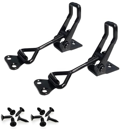 Lot de 2 Loquets à Bascule Noir, Loquets à Bascule GH-4001 en Métal Fermeture à Levier avec Trou de Serrure Sauterelle de Serrage Réglables Capacité de Rétention 100kg pour Boîtes Coffre Armoire