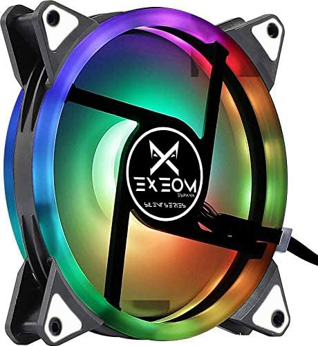 EXEOM Ventilador de PC 120mm, , Anillo LED Rainbow, Refrigeración para Torre Gaming, Iluminación Multicolor