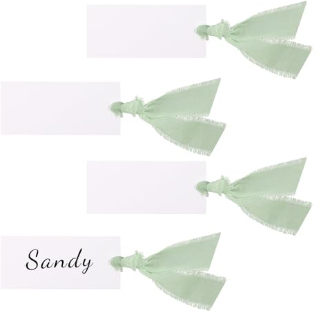 50uds Tarjetas de Lugar, 9x4cm para Decorar la Mesa con 3 Rollos Cinta de 280cm Ideales para Bodas Fiestas y Banquetes (Verde)