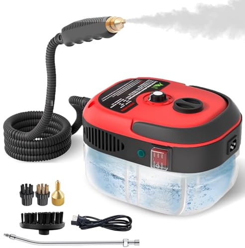 Pulitore a Vapore 2500W, Pulitore a Vapore per Divani con 6 Velocità Regolabili e 3 Tipi di Testine, Serbatoio 1000ML per la Pulizia Domestica di Tessuti, Fughe, Piastrelle, Auto, Cucina e Bagno