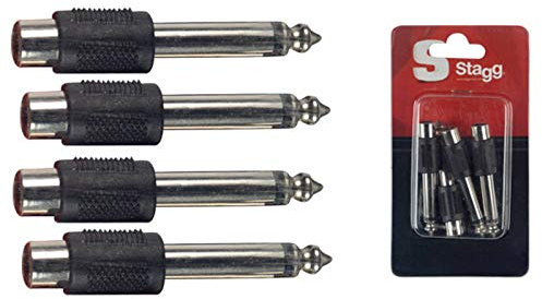 Stagg 16078 Jack 6.3 mm Male to RCA-Cinch Female Audio Adaptor (Pack of 4)