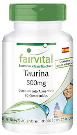 Fairvital | Taurina 500mg - per 2 mesi - VEGAN - alto dosaggio - 60 compresse