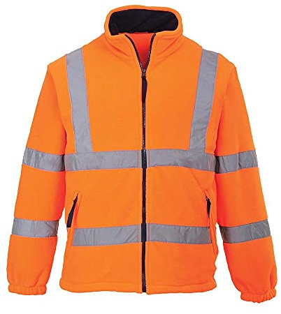 Portwest F300 Hi-Vis Reflective Fleece Jacket with Pockets - CE Certified High Viz Outdoor Safety Workwear, Orange, XXL