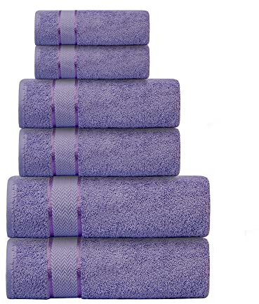 CRAFTBERRY - Bath Towels Set-100% Cotton- 2 Bath Towels, 2 Hand Towels & 2 Washcloths- Large, Quick Dry, Absorbent, Plush, Soft- Home, Shower Towels - 6 Piece Luxury Bathroom Towels
