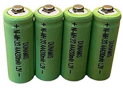 Dunamis 4pk Rechargeable Solar Light Batteries 1.2v NiMH 2/3AAA 200mAh - ** 2/3 AAA Size ** For Garden Solar Lights…*** THESE ARE NOT STANDARD AAA SIZE BUT TWO THIRDS OR 2/3AAA SIZE ***