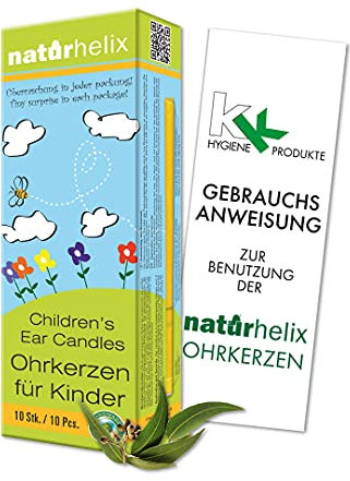 Ohrkerzen Naturhelix | Kinderohrkerzen | Mit KK Gebrauchsanweisung zur Ohrkerzenbehandlung | 10 Stück/Packung |Eukalyptus