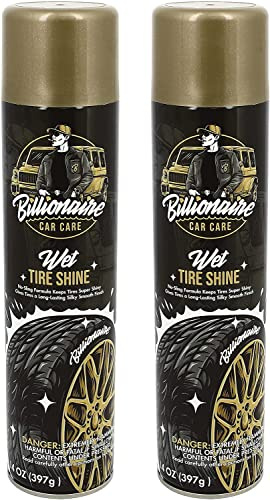 Billionaire Tire Shine – Wet Tire Shine 2Pack 1 Can 14 oz- Spraying maximum Protection Fast Dry - Shine Wheels Tire Care Long Lasting Rain Resistant tire Rubber Moulding Bumpers – Car Detailing (2)