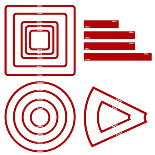 Sintuff 15 Pcs Spell Effect AOE Damage Template Area Translucent Acrylic Spell Marker Set Include 5 Cube 4 Circle 2 Cone 4 Line Templates for Gifts Trpgs Dm Gaming Accessories(Red)
