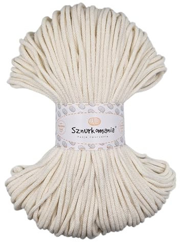 Cordon en Coton tressé - 3 mm - 100 m - 46 Couleurs - pour macramé - Fil de qualité supérieure - Corde macramé - Sznurkomania (écru)