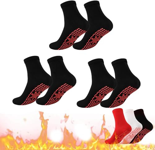 3 Paar Selbstheizende Socken Für Männer Frauen, Turmalinsocken Fußwärmer Socken, Winter Thermosocken Beheizbare Socken, Unisex Baumwollsocken Für Outdoor Sport Jagd Camping Wandern (Schwarz)