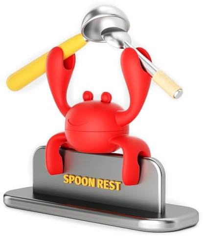 Silicone Spoon Rest for Stove Spoon Holder and Lid Lifter Steam Releaser Stove Organizer Cool Kitchen Gadgets & Cute Kitchen Accessories (Cute Red)