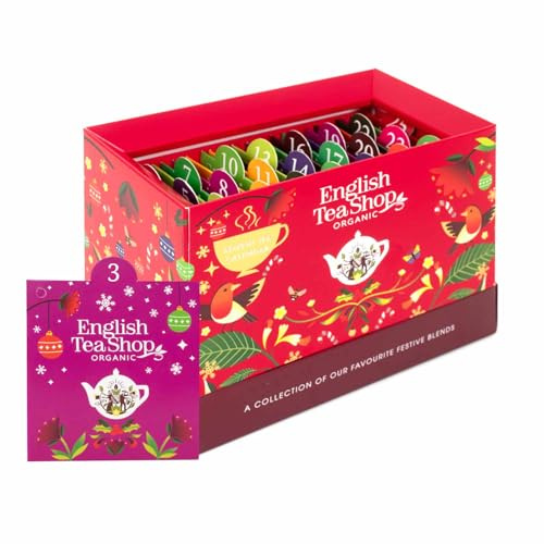 ETS - BIO Tee Adventskalender 2026 Christmas Countdown rot | Weihnachtskalender mit 24 Bio Tees | Perfekter Büro Adventskalender oder Geschenk