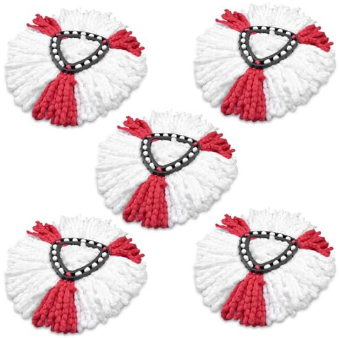 Chiluxendo 5 Stück Bodenwischer Ersatzbezug, Wischmopp Ersatzköpfe, Rsatzkopf für Schrubbermopp, Moppkopf, Mikrofaser-Mopp-Ersatz, Dreieckiger Moppkopf für Holzboden, Marmorboden(Rot und Weiß)