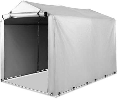 GYMAX Abri pour Motos, Vélos, Outils, Abri Extérieur Jardin Imperméable avec Porte Enroulable à Fermeture Éclair, Tente de Garage Protection,160x218x164CM