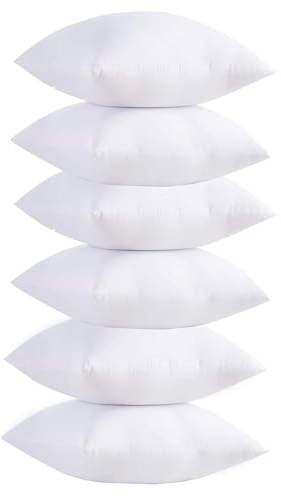 WANSHA HOME Cushion Inserts 50cm x 50cm (20 x 20 Inches) Pack of 6 Cushion Inner Pads - White Square Bounce Back Scatter Decorative Sofa Cushions Stuffer - Bed Couch Cushion Pillows