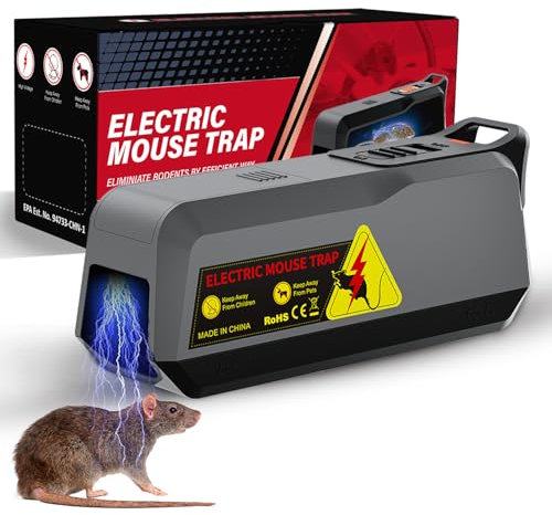 Piege a Rat Electrique, Jkevow Piège à Souris 2000V Tension puissante pour Tuer Les Rats instantanément, Piège à Rat pour Cuisine Jardin Maison Grenier Garage