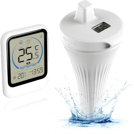 Thermomètre de piscine sans fil WANDGU : thermomètre de piscine IP67, moniteur de température et d'humidité, thermomètre de piscine WiFi, thermomètre de piscine numérique sans fil pour piscines, baign