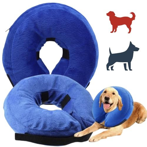 HJYDGJ Aufblasbare Halskrause Hund - Schutzkragen Hund Katze aufblasbar Leckschutz - Neopren, Blau - HJYDGJ