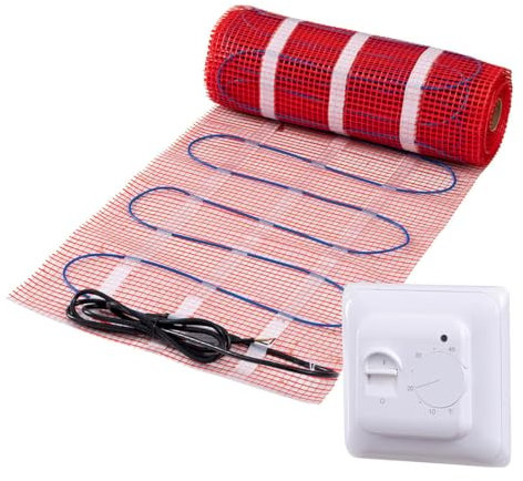 Kit de chauffage au sol électrique complet, 200 watts avec thermostat analogique., 1 m², Noir