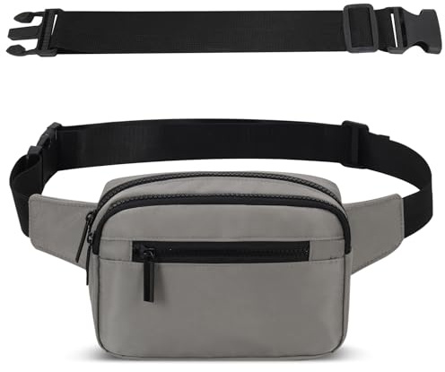 Sac Banana Femme Homme Sacoche Ville avec Ceinture Réglable Imperméable Sac à Taille avec 4 Poches pour Randonnée Cyclisme Balade Ville Festival Vacances Voyage Camping Outdoor Sport (Gris)