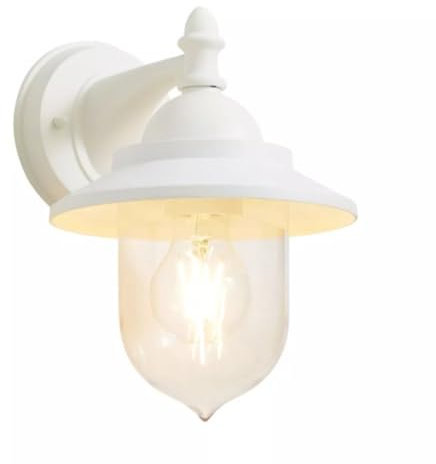 maolo Applique da Esterno Vintage con Attacco E27 – Lampada da Parete in Alluminio IP44, Stile Classico Retrò, Illuminazione per Giardino, Terrazzo e Balcone, Max 60W (Bianco, Stile 1)