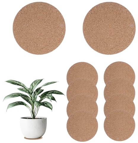Oruola 10 stycken kastrullunderlägg kork, korkunderlägg runda 10 cm/15 cm, korkunderlägg för glas krukor, 3 storlekar av kork, underlägg för blomkrukor, kaffemuggar, ölmuggar, stekpannor, krukor