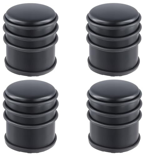 Funsuei Set om 4 dörrstoppar, golv, rostfritt stål, 1 kg, svart, tung dörrstopp, metall med gummiring, dörrstopp, rostfritt stål, dörrstopp, golv, 7 x 8 cm