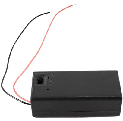 Enwye 9V batterihållare med lock, brytare och kablar, fyrkantigt batterihölje för 6F22-batterier, ABS-material, koppar, förnicklad hårdvara