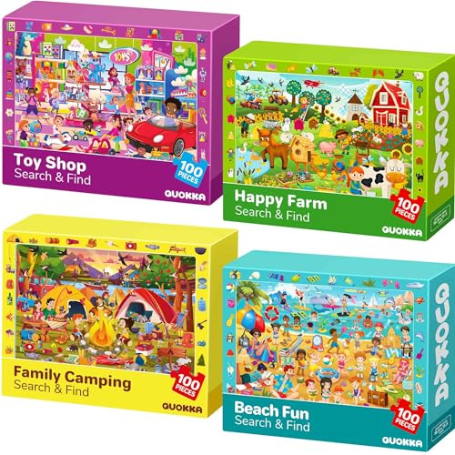 100 Piece Puzzles for Kids Ages 4-6 - 4 Jigsaw Kids Puzzles Ages 5-8