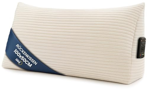 Kilkudde Ryggkudde Triangulär 100 cm bred - Läskudde Säng Soffa Stor Väggkudde Ryggstöd Beige