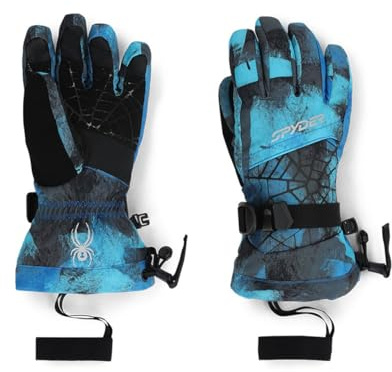 Spyder Overweb Ski Glove (Boy's), Colbalt Black Camo, Medium