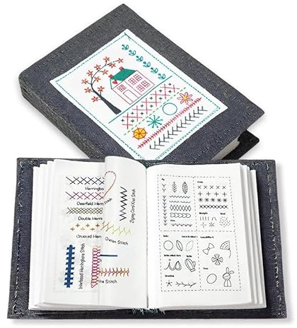 HMCEY Libro Bordado Principiantes,Embroidery Stitch Book,Libro de Puntadas de Bordado,Libros de Costura Creativa,Kit Punto de Cruz,Patrones de Bordados a Mano para Adultos y Amantes,Manualidades