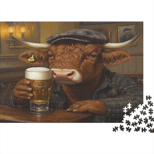 Vache Highland Pub 1000 Pièces Puzzle pour Adultes Papier Ambiance Bistrot Jeu de Puzzle 1000 Pièces Loisirs Maison Détente Cadeau 70x50cm/1000pcs