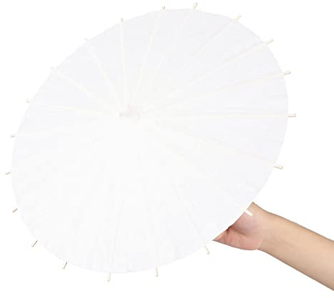 Aumotop Klassiskt Vitt Papper Paraply Parasoll med Utsökt Hantverk för Bröllopsinredning och Fotografi Rekvisita - 1 Enhet (Diameter ca 29,5 cm)