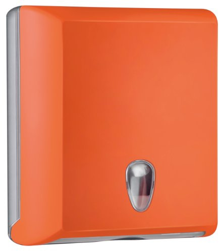 DISPENSER DISTRIBUTORE PORTA ASCIUGAMANI IN CARTA A MURO PER SALVIETTE PIEGATE A Z COLORATO COLORED SOFT TOUCH (ARANCIO)