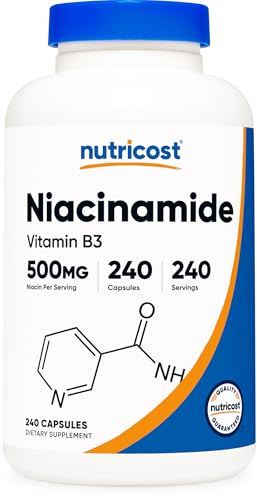 Nutricost Vitamina B3 Niacinamida 500mg, 240 Cápsulas - Sin Gluten, No GMO, Sin Soja, Sin Rubor de Niacina, Aumento de Energía Premium