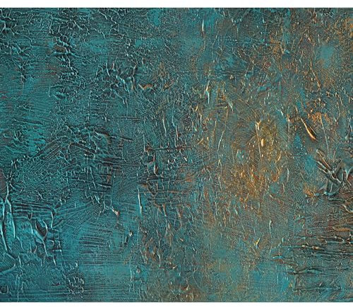 decomonkey Fototapete selbstklebend Steinwand Stein 392x280 cm XL Selbstklebende Tapeten Wand Fototapeten Tapete Wandtapete klebend Klebefolie Mauer Beton Textur türkis grün