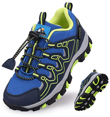 Scarpe da Trekking Bambino Idrorepellenti Scarpe da Escursionismo Antiscivolo e Traspiranti per Bambini Scarpe Sportive Outdoor Blu Militare e Giallo Taglie 35