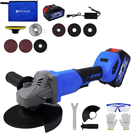 21V Brushless Cordless 115mm Angle Grinder,10000rpm, with 3.0Ah Lithium-ion Battery and Fast Charger,Cutting &Grinding Wheels,Gloves,Goggles