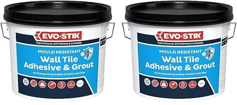 Evo-Stik Tile a Wall Adhesive & Grout for Ceramic & Mosaic Tiles 1 Litre EVO416512,White (Pack of 2)