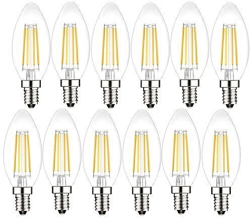 PureShine E14 Led Candle Light Bulb,Small Edison Screw,SES 4W Equivalent 40W, Warm White 2700K,400Lm,Pack of 12