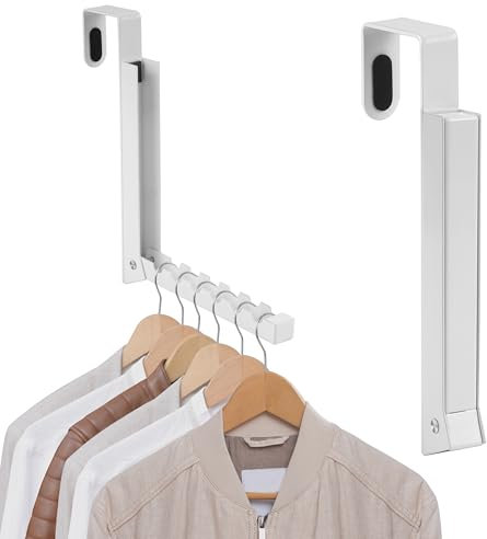 Winter Shore Faltbare Türhaken zum Einhängen [2er-Pack] - Kleiderhaken Tür für Handtücher, Kleidung, Mäntel, Taschen - 6 Kerben pro Haken für Tür, 5 kg Maximale Tragfähigkeit - Inklusive Gummipuffer
