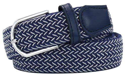 Huyfhksd Multicolored Elastic Woven Golf Belts Casual Braided Stretch Belt for Men and Women, XS, Blue and White A