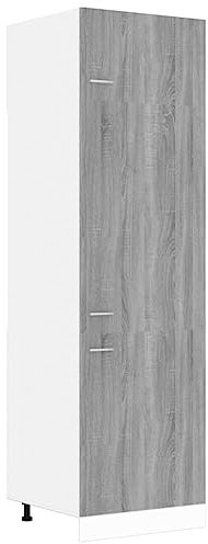 vidaXL Grey Sonoma Refrigerator Cabinet - Ample Storage with 4 Shelves, 3 Doors - Resistant, Moisture-Resistant Engineered Wood - Modern Design for Kitchen Interiors