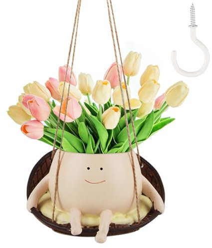 Darryy Pot de Fleur Suspendu, Vase Visage, Pot Suspendu Plante Interieur, Petit Pot de Fleur, Jardiniere Suspendue