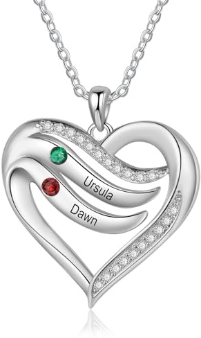 Glooraca Collana con Ciondolo a Forma di Cuore Personalizzato per Mamma e Figlia - Regalo per Festa della Mamma, Compleanno - Acciaio Inossidabile, Zirconia Cubica